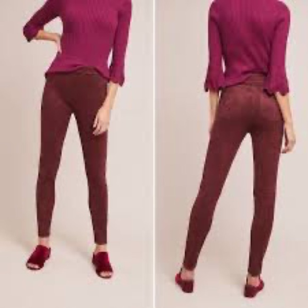 Anthropologie sanctuary burgundy faux suede leggings M